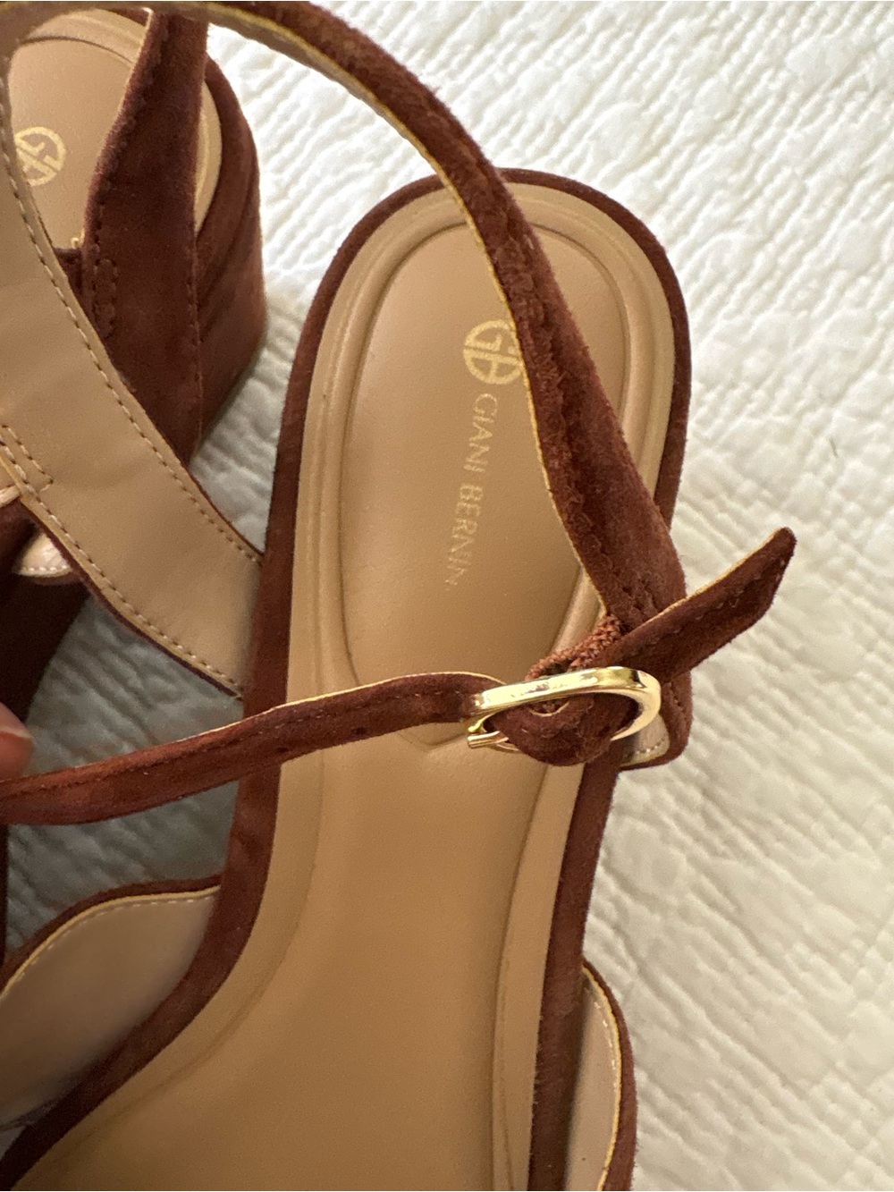 Giani Bernini Jayleen Platform Wedge Brown Suede Sandals 9 - Picture 5 of 16
